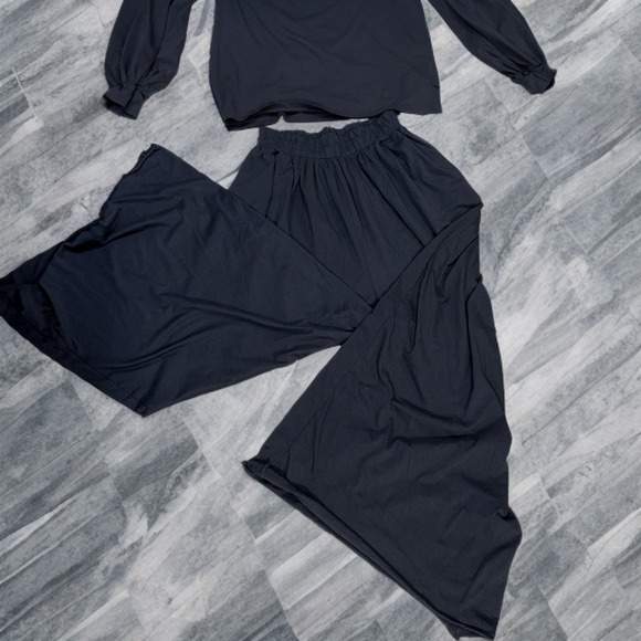 Lunya Organic Pima Cotton Wide Leg Pants S Black Relaxed Luxury Lounge Premium - Picture 2 of 9